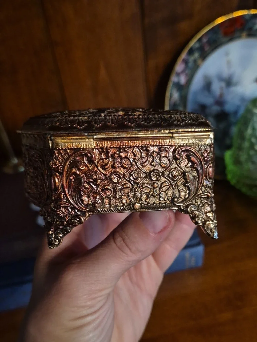Ornate Gold Heart Trinket Box